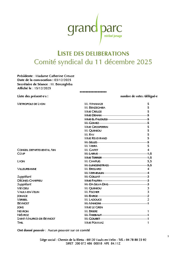 Séance du comité syndical du 11 décembre 2025