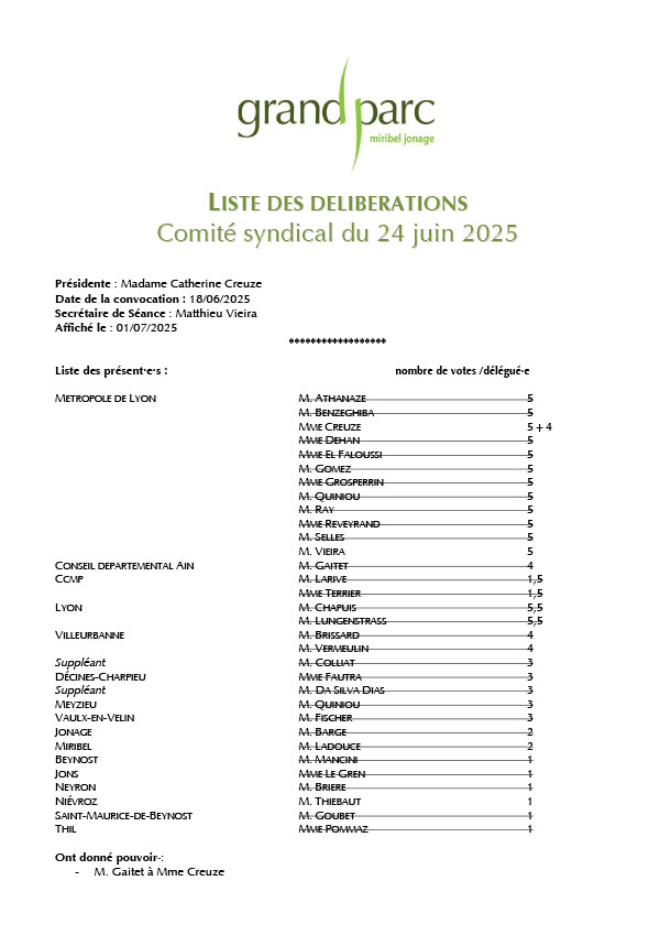 Séance du comité syndical du 24 juin 2025